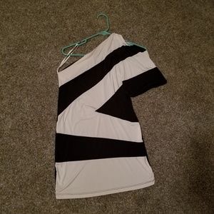 Black and White One Shoulder Dress